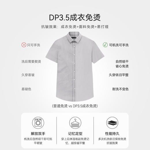 十如仕小方领弹力斜纹免烫短袖衬衫-303-02 商品图7
