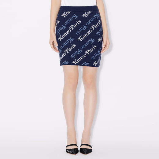 KENZO 高田贤三 女士字母徽标提花混纺羊毛针织迷你半身裙 蓝色 FE52 JU457 3CB 77 商品图1
