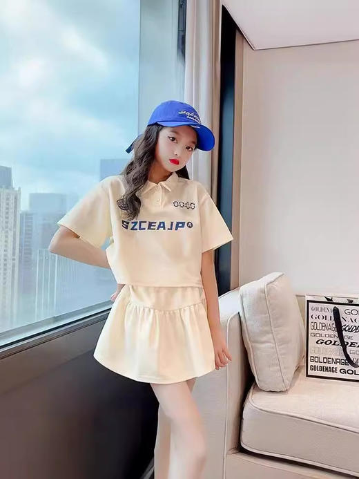 【洋气style，吸睛之选！】中大童女童夏装套装 新款儿童洋气polo领 上衣中大童夏季 网红套装裙潮款-QQ 商品图3