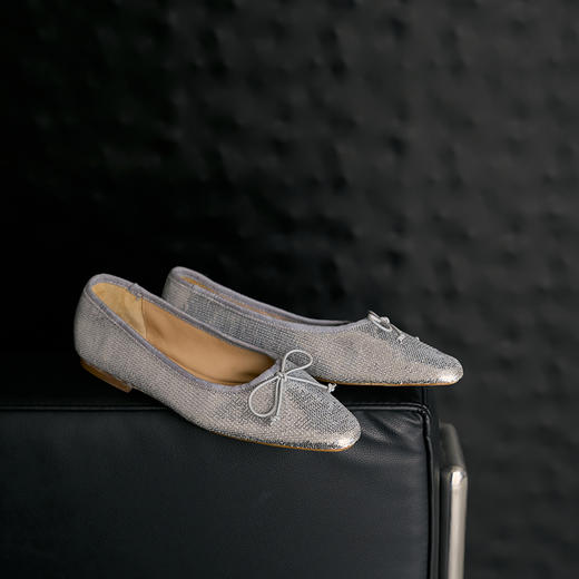 FAYTOBE 春日星光亮片芭蕾鞋羊皮尖圆头手工鞋复古浅口单鞋时髦平底 商品图0