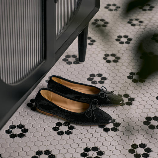 FAYTOBE 春日星光亮片芭蕾鞋羊皮尖圆头手工鞋复古浅口单鞋时髦平底 商品图2