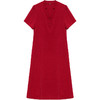 QYM-4345简约修身红色洋气连衣裙夏款V领短袖通勤时尚显瘦A字裙 商品缩略图4