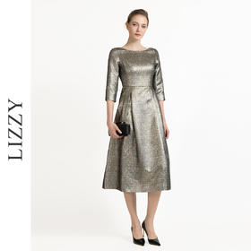 LIZZY优雅高端气质名媛风轻奢收腰大摆宴会晚礼服连衣裙8066