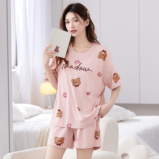 暖暖心窝 家居服(VIP)  女士睡衣纯棉100%棉夏季薄款卡通圆领短袖可外穿家居服套装 商品图1