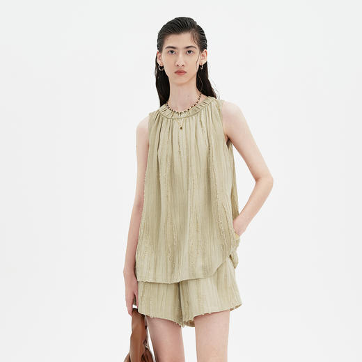 SELFWHO莱赛尔混纺吊带背心女夏2024新款清凉透气慵懒度假风上衣 商品图0