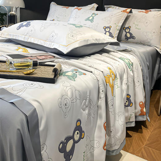 占姆士奥莱线上款【超亲肤！夏凉被四件套】可水洗夏季空调被， 轻奢多种款式任选，学生宿舍被单四件套 商品图8