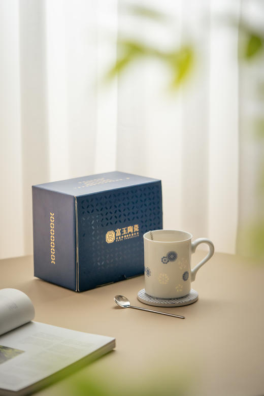青花/粉彩工艺 | 富玉陶瓷 皮球花系列马克杯 素雅大方 两款可选 商品图5