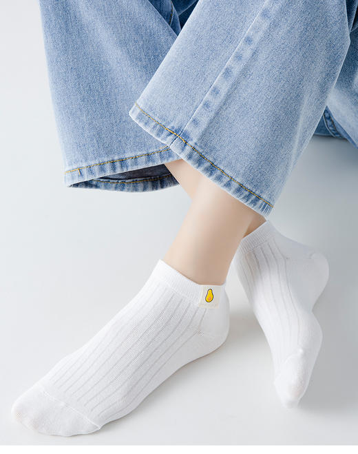 （58元/5双）ins潮白色低帮船袜FC6022 商品图2