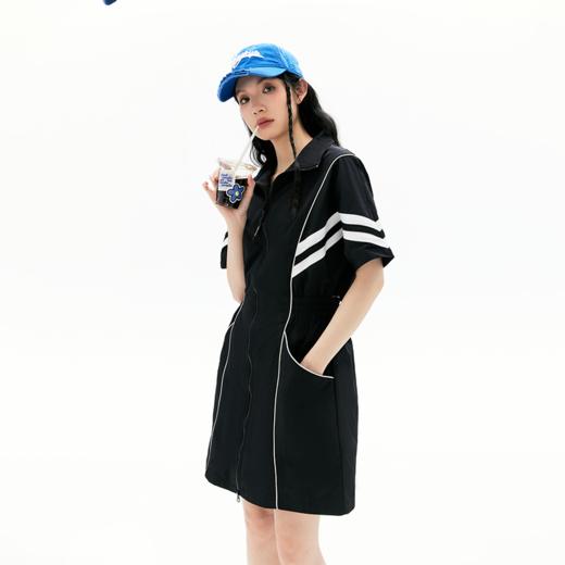 ACEYKYB黄子韬条纹撞色运动连衣裙2025夏季休闲复古拼接收腰A字裙 商品图2