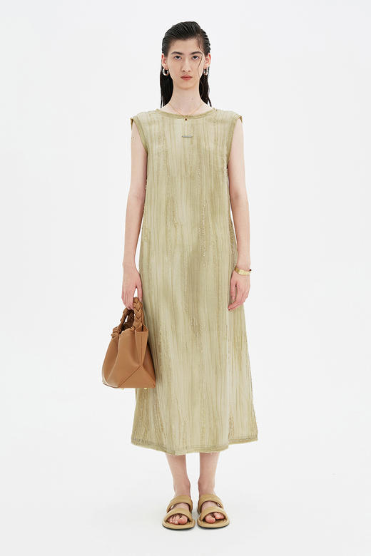 SELFWHO莱赛尔混纺连衣裙女2024夏季新款休闲吸湿透气小个子裙子 商品图1