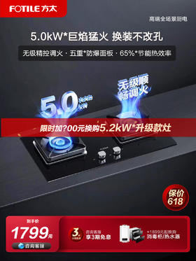 方太TH29B燃气灶台嵌两用5.0KW猛火灶 家用换装可调节底盘免扩孔天然气液化气煤气灶双灶五重防爆面板官方正品