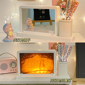 【小夜灯led灯纸雕灯】3D立体纸雕工艺 镜子框架创意生日礼物 送闺蜜男女朋友礼物