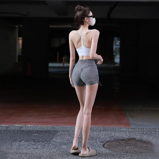 beemen夏季轻薄 蜜桃臀三分裤 瑜伽裤 抽绳运动短裤 提臀健身短裤女夏 商品图5