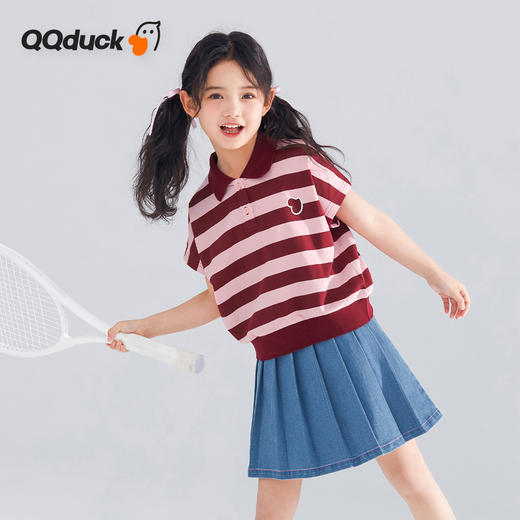 【120-165】【可可鸭】女童polo衫短袖条纹T恤翻领衫 商品图6