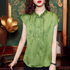新中式绿色印花衬衫，盘扣别致小衫KQL-310H1546 商品缩略图3