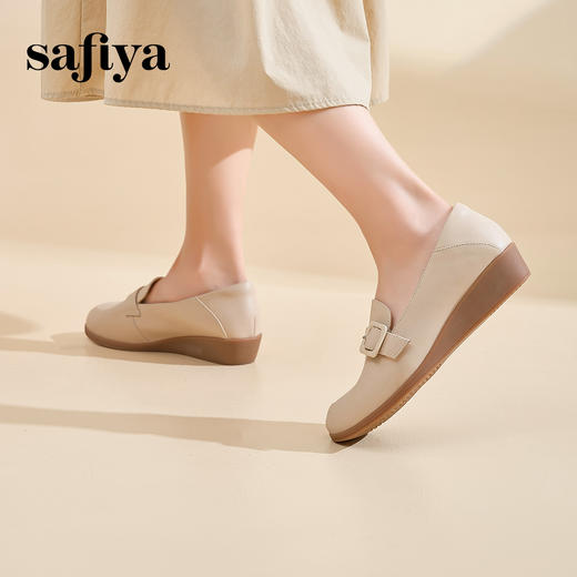 Safiya/索菲娅2024新款 软底真皮坡跟休闲乐福小皮鞋 SF43111404 商品图4