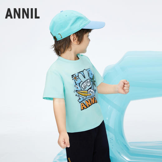 男童凉感短袖T恤圆领上衣夏季新款安奈儿童装实体店同款XB421684 商品图1
