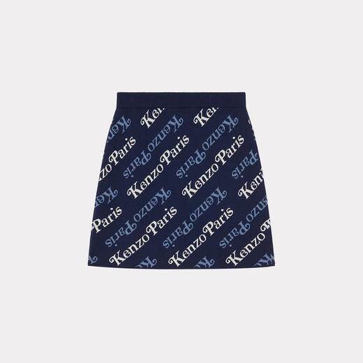 KENZO 高田贤三 女士字母徽标提花混纺羊毛针织迷你半身裙 蓝色 FE52 JU457 3CB 77 商品图0