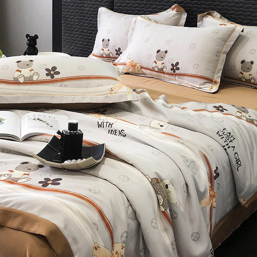 占姆士奥莱线上款【超亲肤！夏凉被四件套】可水洗夏季空调被， 轻奢多种款式任选，学生宿舍被单四件套 商品图4