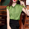 新中式绿色印花衬衫，盘扣别致小衫KQL-310H1546 商品缩略图1