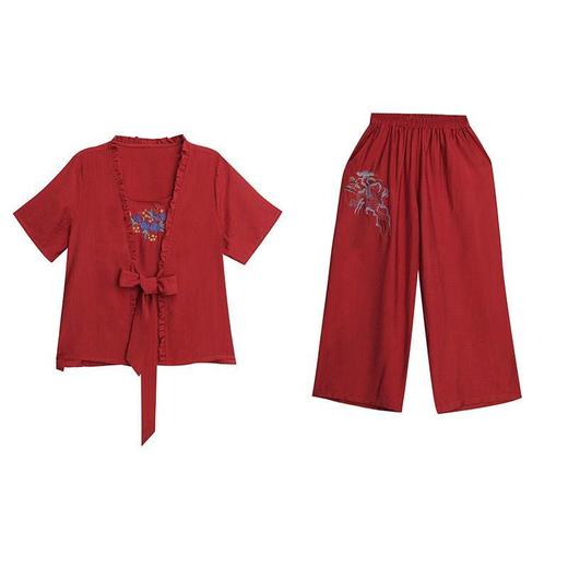 TZW-大码女装中年妈妈阔腿裤两件套轻熟风夏季搭配一整套时尚休闲套装 商品图4