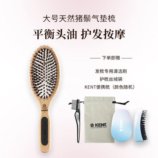 KENT英国王室御用 肯特大号天然猪鬃毛气囊按摩梳 猪鬃气垫梳 商品图0