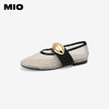 MIO米奥秋季单鞋平底鞋镂空渔网玛丽珍一字扣带芭蕾舞鞋女鞋M244440813 商品缩略图0