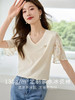 【专属特价】熙世界2025夏季新款雪纺印花荷叶袖V领T恤宽松遮肉洋气小衫上衣 商品缩略图3