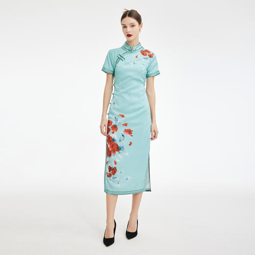 PF848斯尔丽2024新款新国风定位花旗袍气质高雅立体裁剪显瘦连衣裙 商品图3