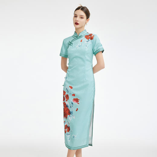 PF848斯尔丽2024新款新国风定位花旗袍气质高雅立体裁剪显瘦连衣裙 商品图2