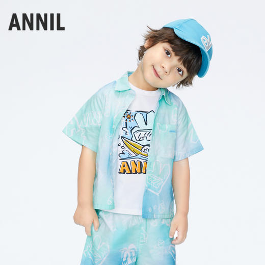 男童棉麻翻领短袖衬衫夏季新款安奈儿童装实体店同款XB421682 商品图1