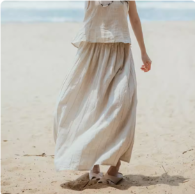 绽放 302朵 套装半裙旅行女装高端砂洗亚麻度假旅游穿搭