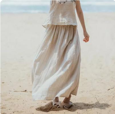 绽放 302朵 套装半裙旅行女装高端砂洗亚麻度假旅游穿搭 商品图0