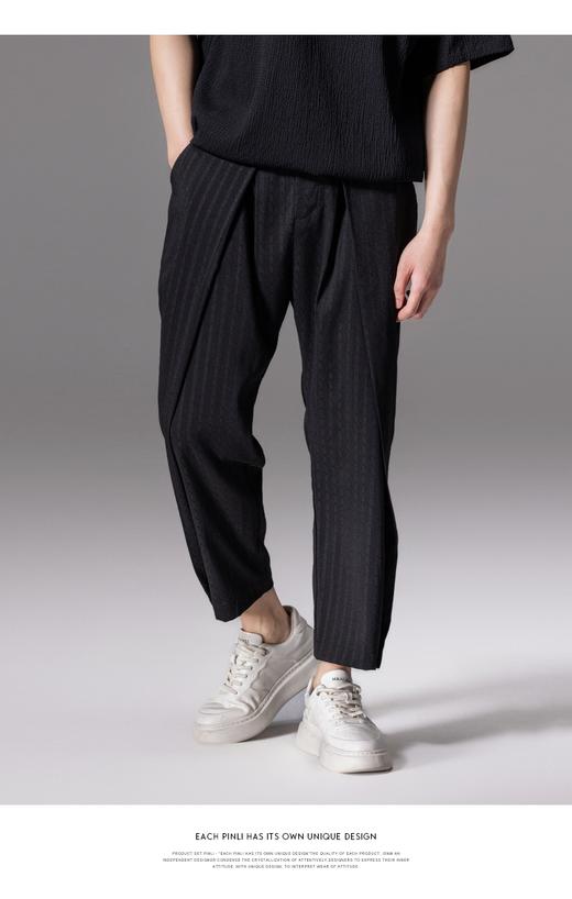 PINLI品立夏季新款暗纹提花九分裤男潮牌百搭时尚休闲直筒裤B242117102 商品图6