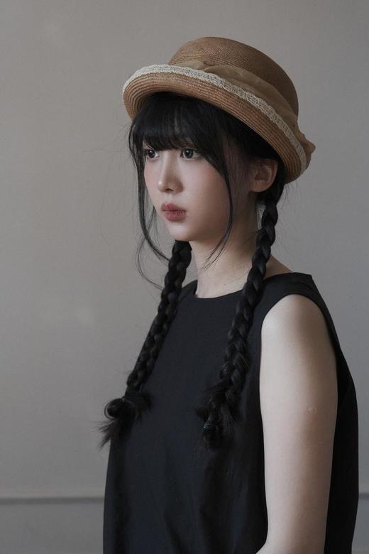 Kreuzzz   橘色/褐色Mire马尼拉麻圆顶网纱礼帽 商品图4