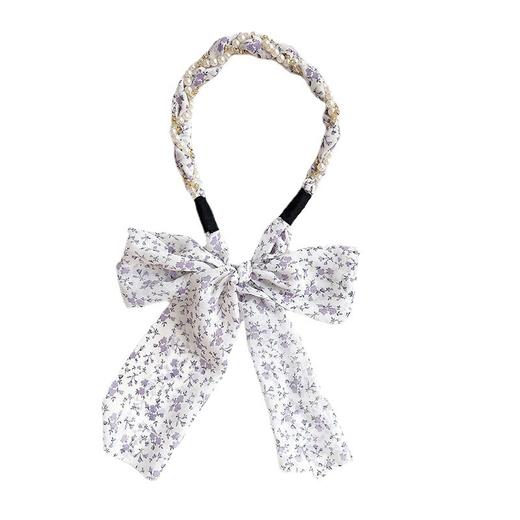 碎花飘带绑带女韩国复古法式水钻编发珍珠发箍头饰2023年新款发绳 商品图4