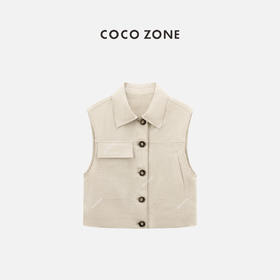 COCO ZONE"弗洛伦萨"夏季翻领单排扣无袖马夹简约设计感外搭上衣CC2B0864