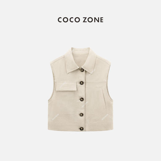 COCO ZONE"弗洛伦萨"夏季翻领单排扣无袖马夹简约设计感外搭上衣CC2B0864 商品图0
