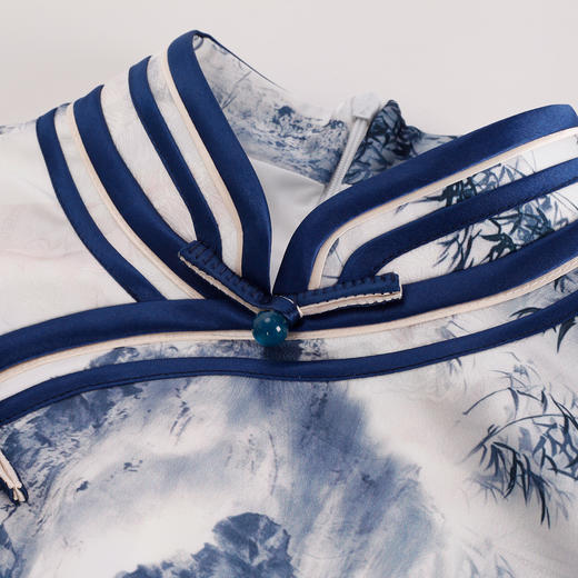 PF849斯尔丽2024新款新国风旗袍水墨写意画诗意立体裁剪显瘦连衣裙 商品图5