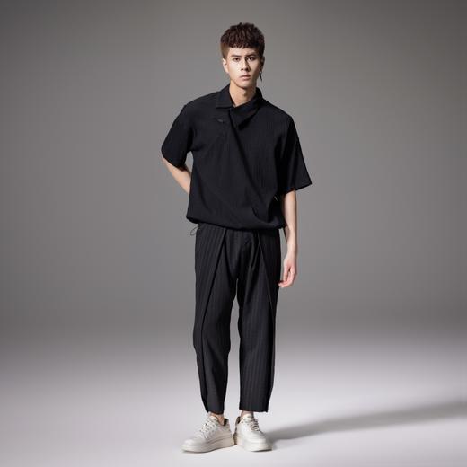 PINLI品立夏季新款暗纹提花九分裤男潮牌百搭时尚休闲直筒裤B242117102 商品图4