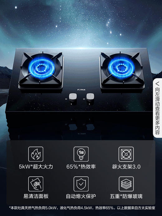 方太TH28B燃气灶台嵌两用5.0KW猛火灶 家用换装可调节底盘免扩孔天然气液化气煤气灶双灶五重防爆面板官方正品 商品图2