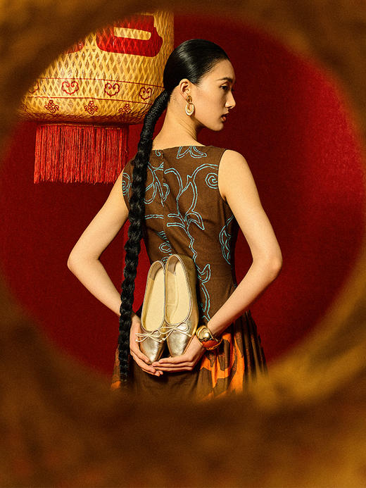 faytobe金属亮面芭蕾鞋25春日牛皮尖圆头手工鞋复古浅口单鞋时髦平底 商品图8