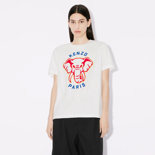 KENZO 高田贤三 女士大象徽标印花棉质圆领短袖T恤 白色 FE52 TS114 4SO 02 商品图1