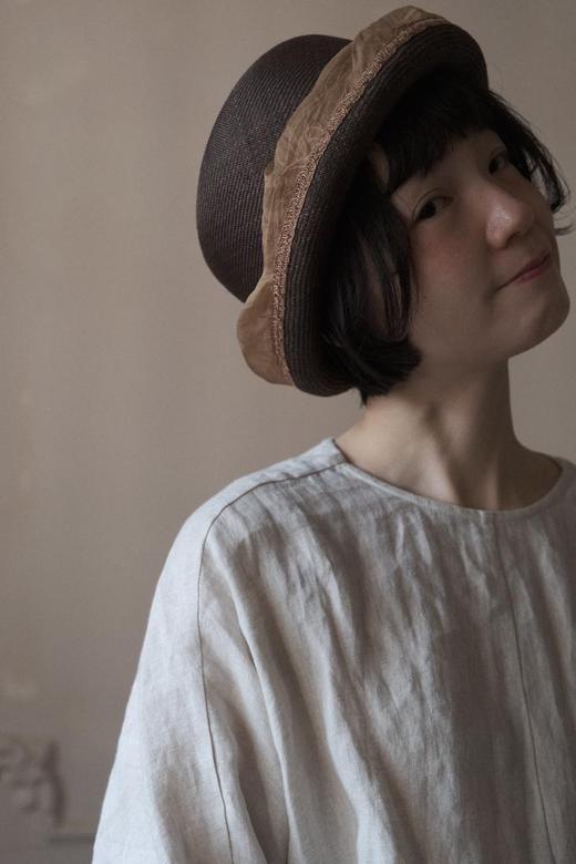 Kreuzzz   橘色/褐色Mire马尼拉麻圆顶网纱礼帽 商品图11