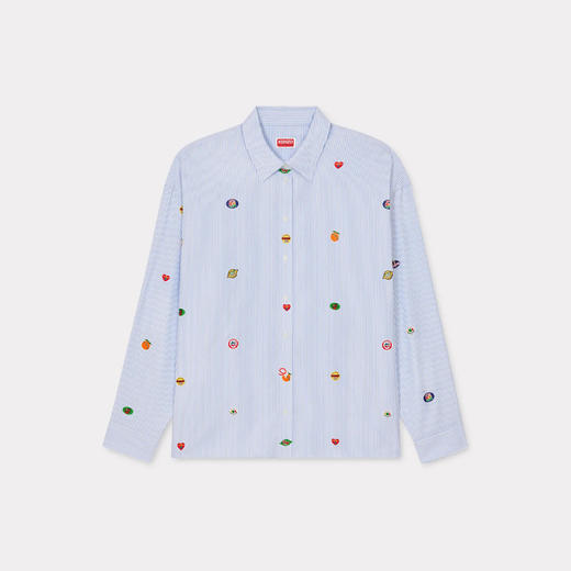 KENZO 高田贤三 女士水果贴纸印花棉质长袖衬衫 条纹 FE52 CH247 9A1 64 商品图0