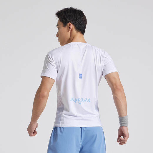 OMG运动 健身服男夏季紧身短袖高弹力光泽网眼拼接透气轻薄款训练J-FMJSY2643 商品图4