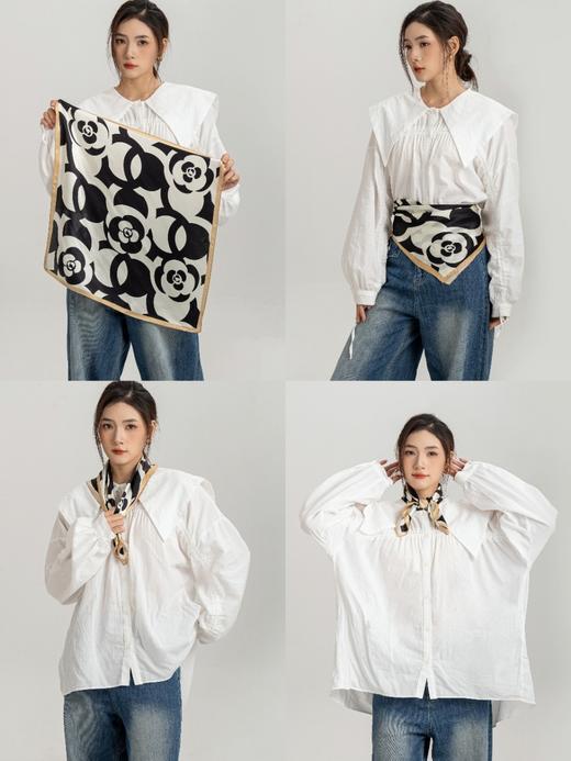 MOMMY KIKO 小众轻奢真丝小方巾送丝巾扣 商品图3