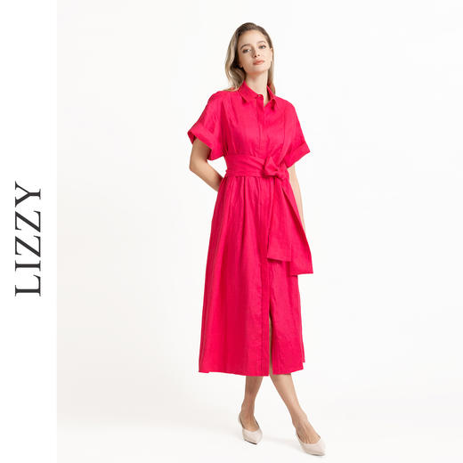 LIZZY优雅气质通勤赫本风大版型包容性连衣裙配腰带8064 商品图0