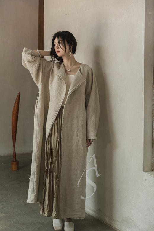 Mark Kenly Domino Tan  原色COMO双面棉麻长外套 商品图0