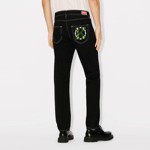 KENZO 高田贤三 男士徽标贴花修身休闲牛仔裤 黑色 FE55 DP101 6C1 BM 商品图2